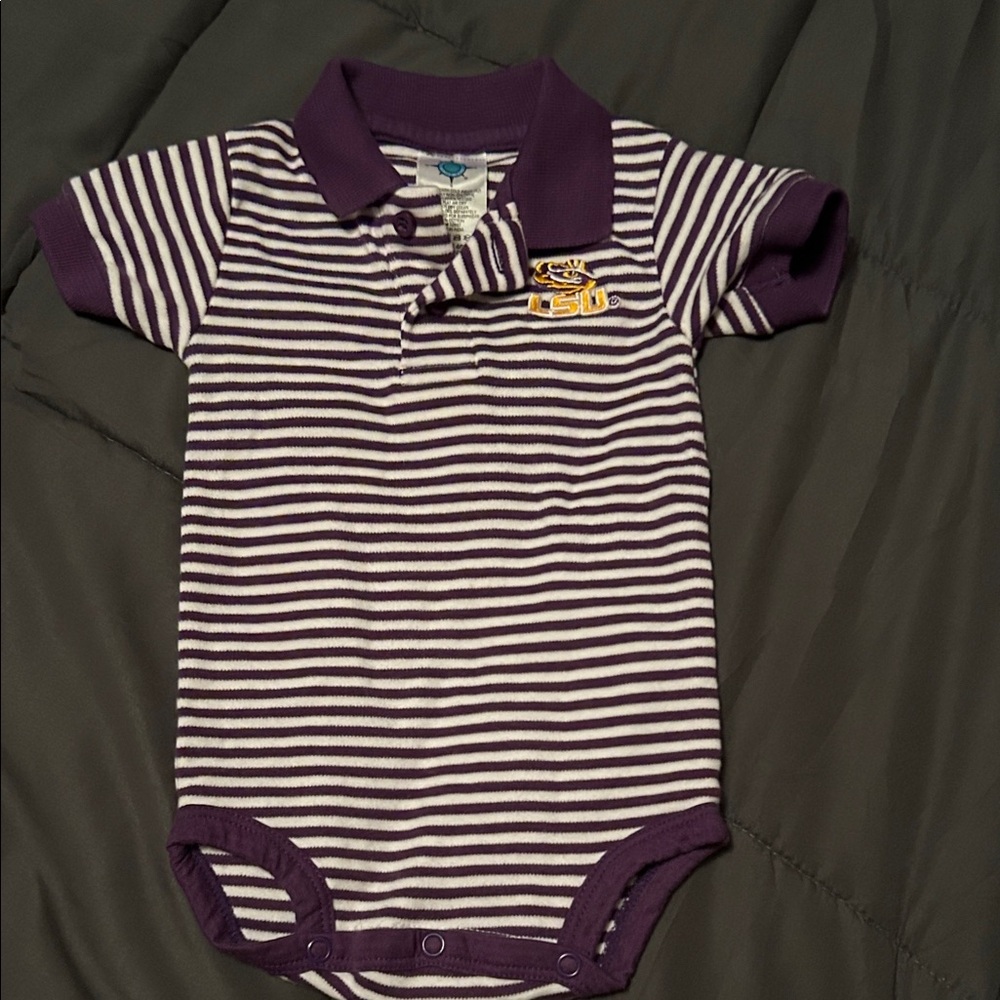 Striped Purple & white LSU Bodysuit